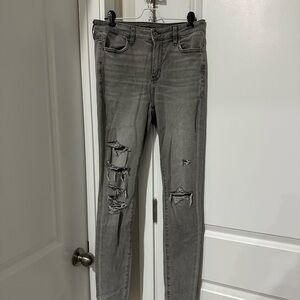 American Eagle Outfitters Gray Ripped Skinny Jeans